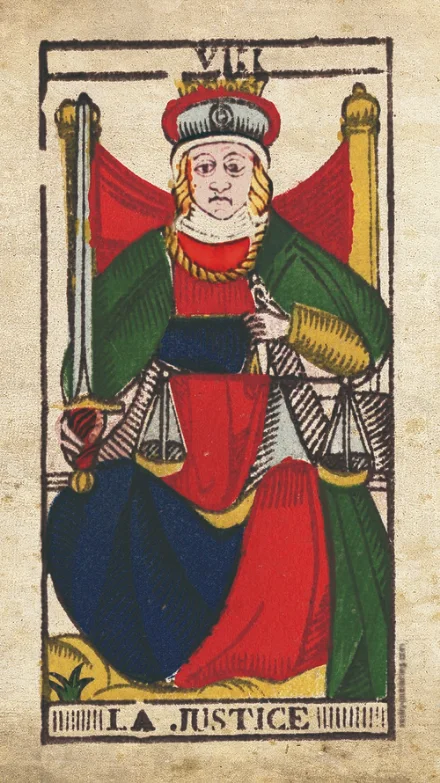 La Justice, arcane VIII du Tarot de Marseille de Nicolas Conver