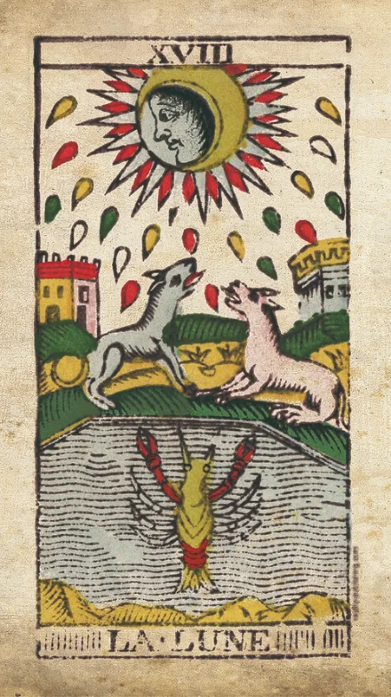 La Lune, arcane XVIII du Tarot de Marseille de Nicolas Conver